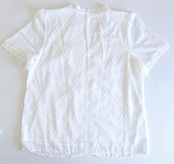 Blusa de cuello en v, camisa de encaje, casual y elegante