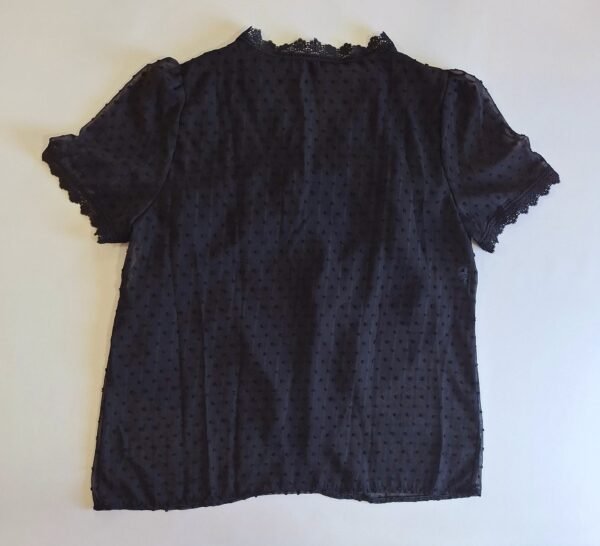 Blusa de cuello en v, camisa de encaje, casual y elegante