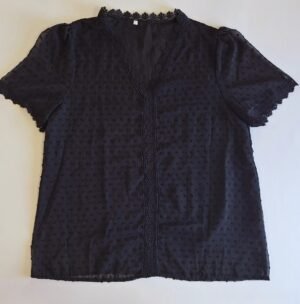 Blusa de cuello en v, camisa de encaje, casual y elegante