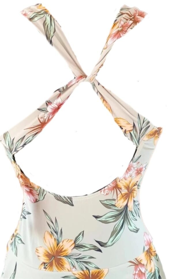 Traje de baño de una pieza SHEKINI con escote en V retro para mujer, falda y cintura fruncida