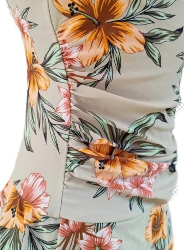 Traje de baño de una pieza SHEKINI con escote en V retro para mujer, falda y cintura fruncida